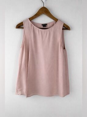 Theory Womens Maidena W Tank Silk Pink Peach Sleeveless Blouse size Small Flowy